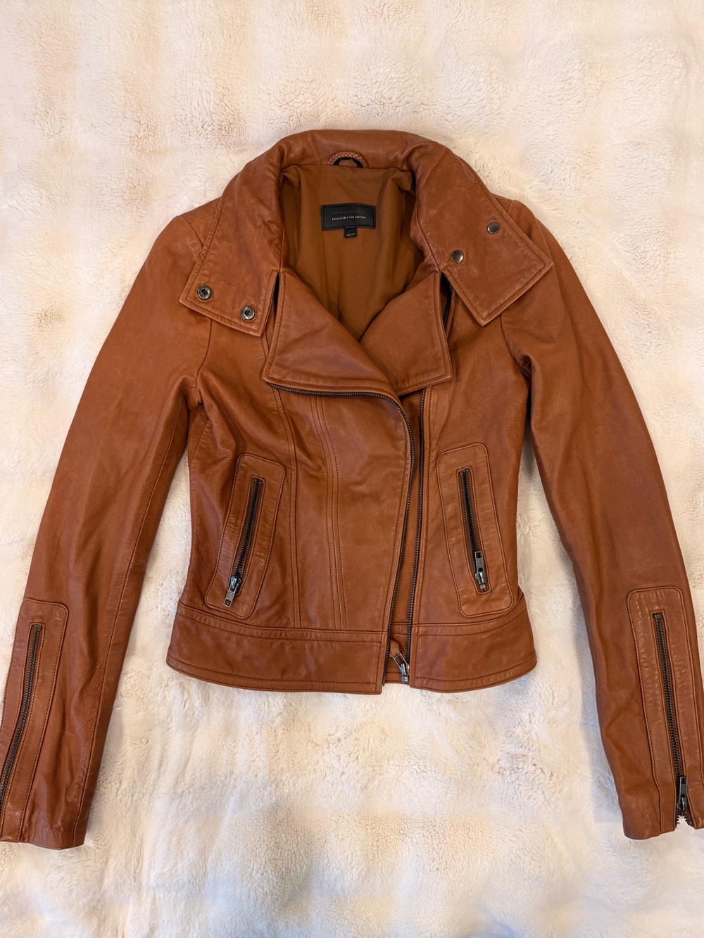 Mackage for Aritzia Cognac Brown Leather Moto Jacket XXS
